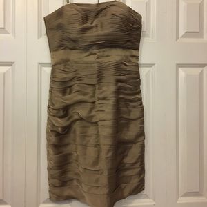 Monique Lhuillier gold bridesmaid dress size 10